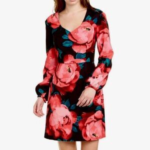 TRINA TURK Aymeli Dress Black Floral Long Sleeve Size 2
